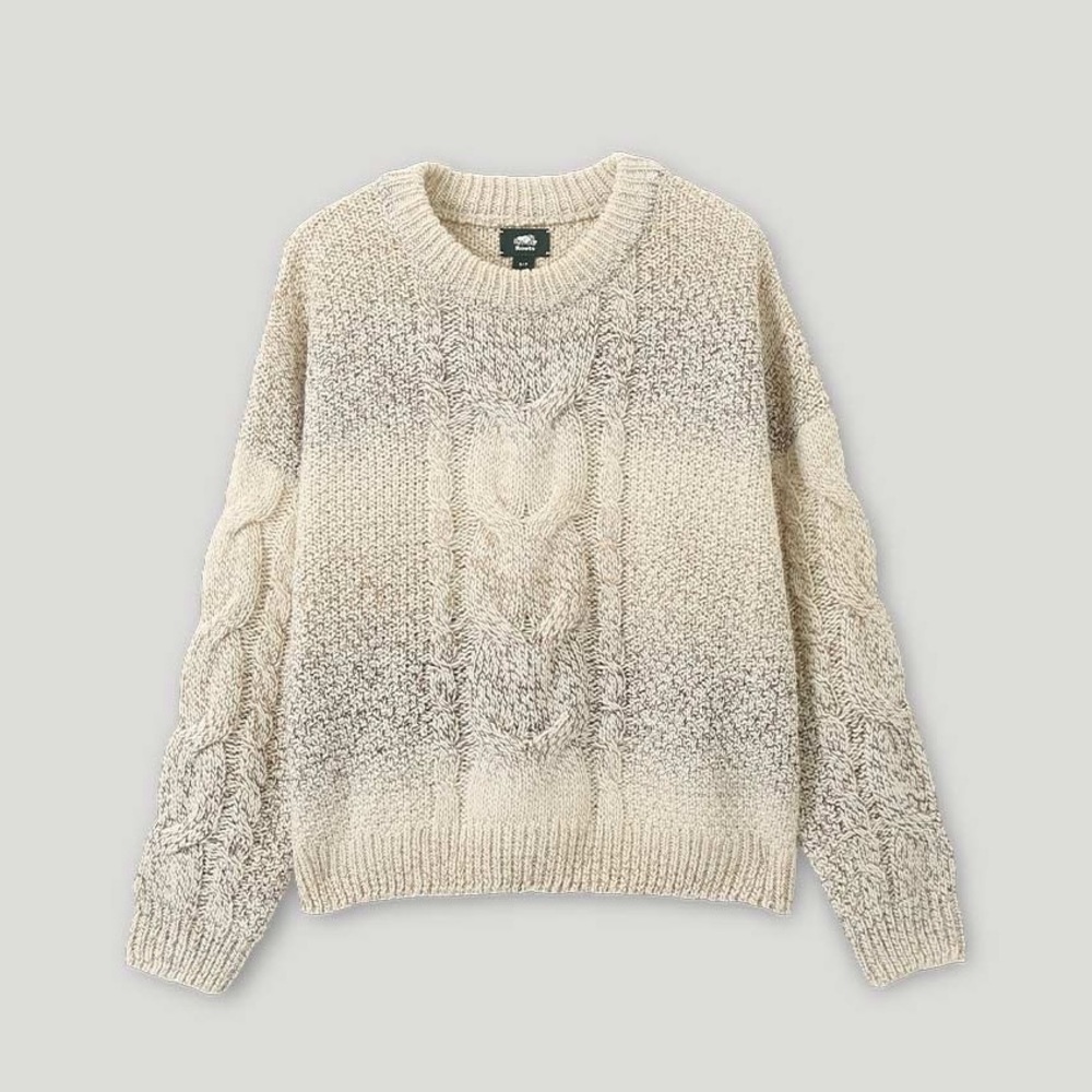 Roots Ombré Cable Knit Sweater in Cream/Brown